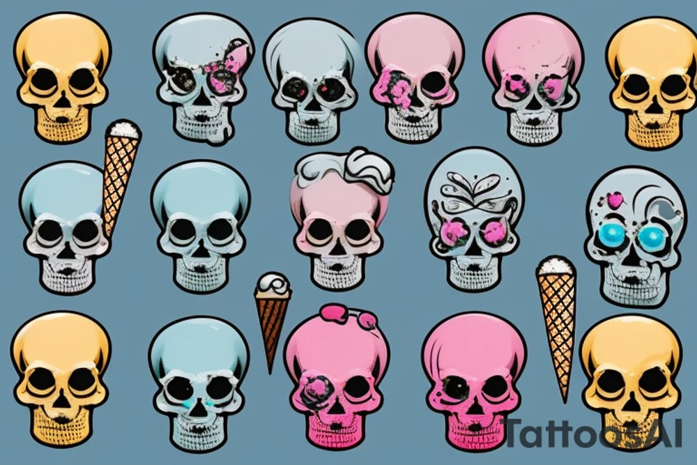Ice cream skull tattoo idea