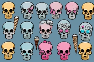 Ice cream skull tattoo idea