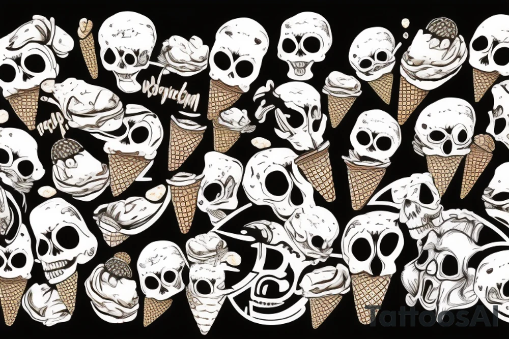 Skull screaming ice cream tattoo idea
