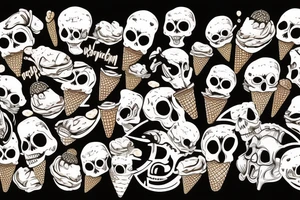 Skull screaming ice cream tattoo idea