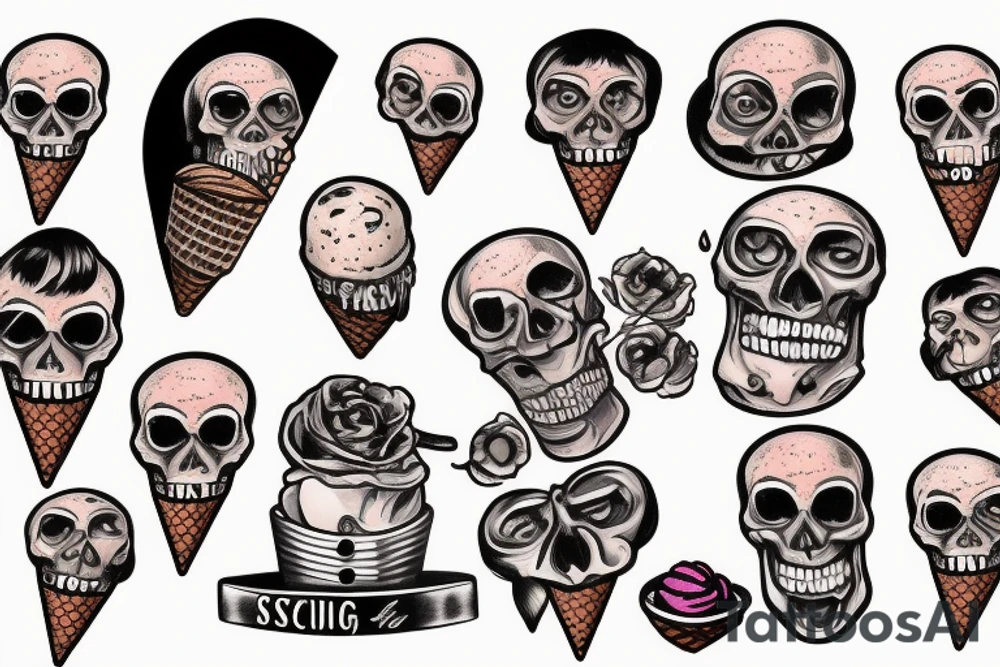 Skull screaming ice cream tattoo idea
