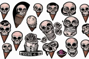 Skull screaming ice cream tattoo idea