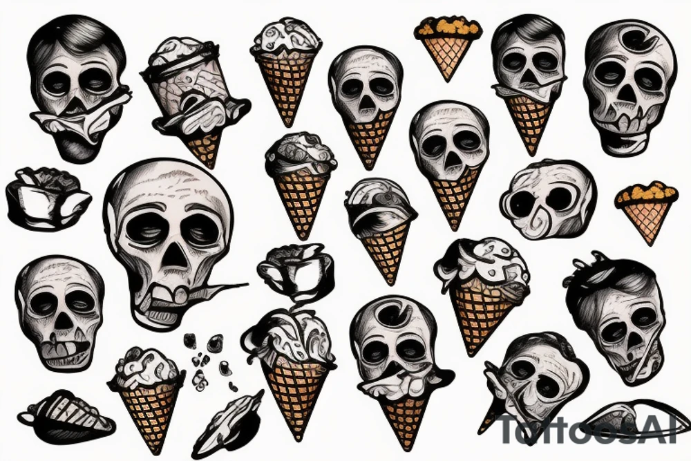 Skull screaming ice cream tattoo idea