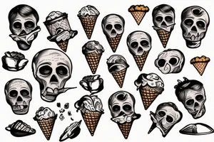 Skull screaming ice cream tattoo idea