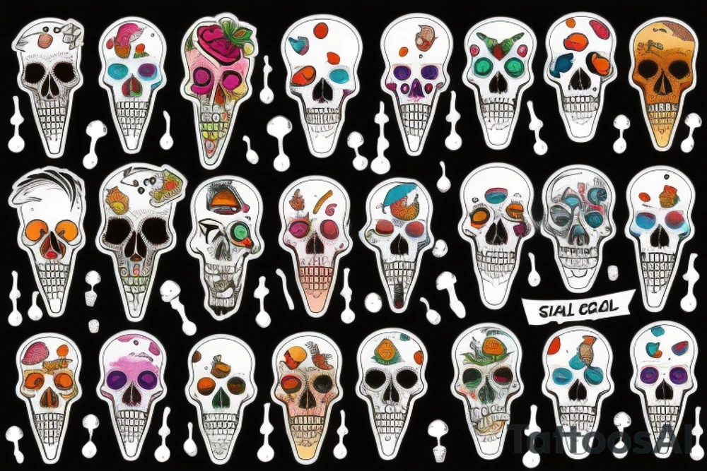 Skull screaming ice cream tattoo idea