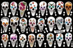 Skull screaming ice cream tattoo idea