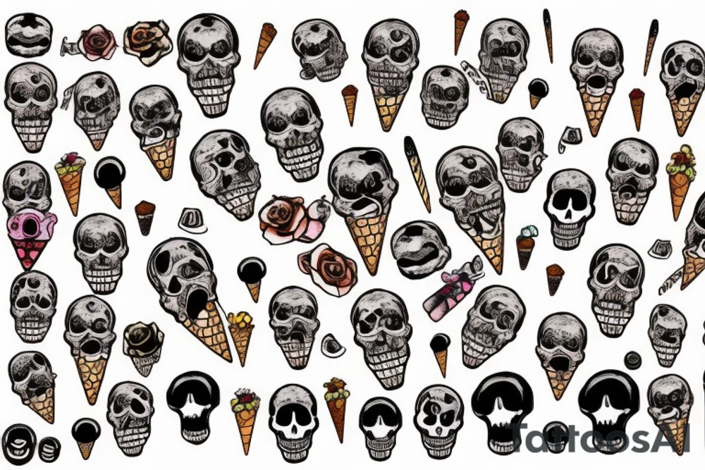 Skull screaming ice cream tattoo idea