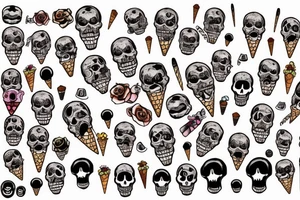 Skull screaming ice cream tattoo idea