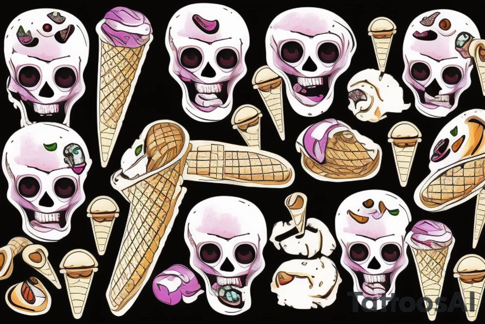 Skull screaming ice cream tattoo idea