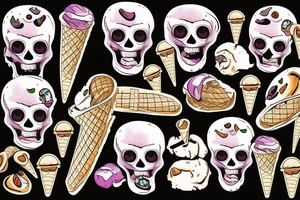 Skull screaming ice cream tattoo idea