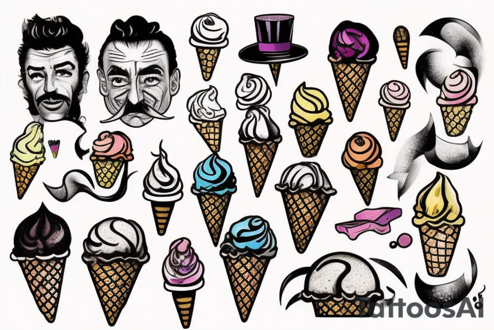 Depressed ice cream tattoo idea