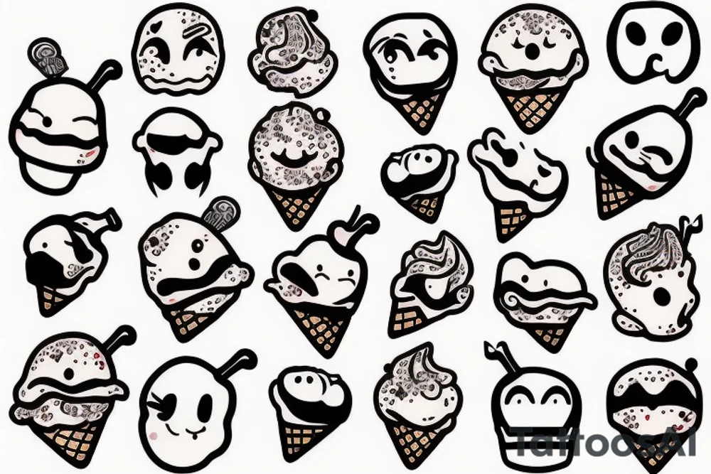 Laughing face ice cream tattoo idea