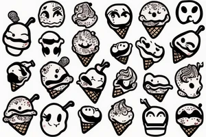 Laughing face ice cream tattoo idea