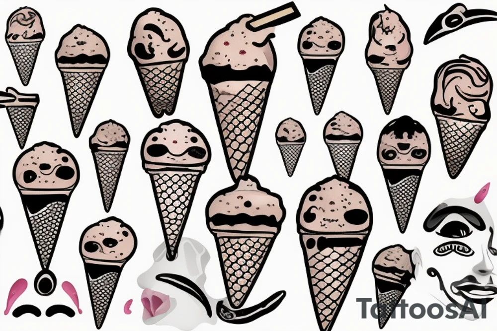 Laughing face ice cream tattoo idea