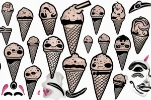 Laughing face ice cream tattoo idea