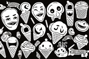 Laughing face ice cream tattoo idea