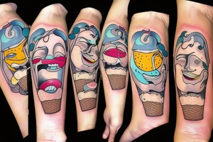 Laughing face ice cream tattoo idea