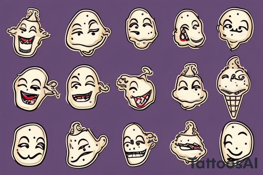 Laughing face ice cream tattoo idea