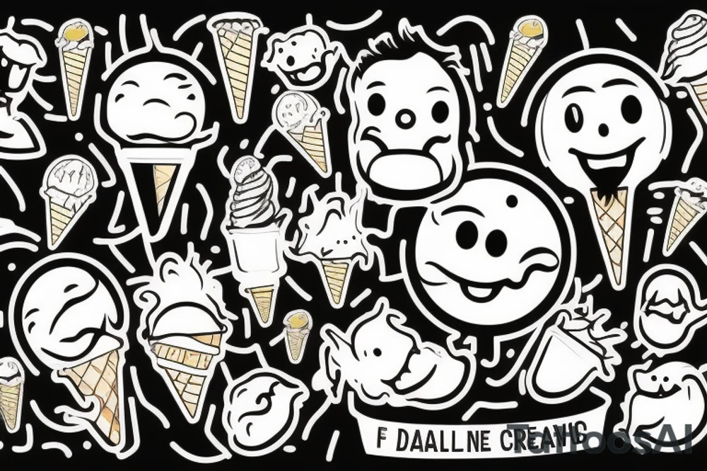 Laughing face ice cream tattoo idea