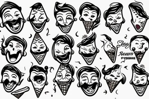 Laughing face ice cream tattoo idea