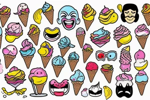 Laughing face ice cream tattoo idea