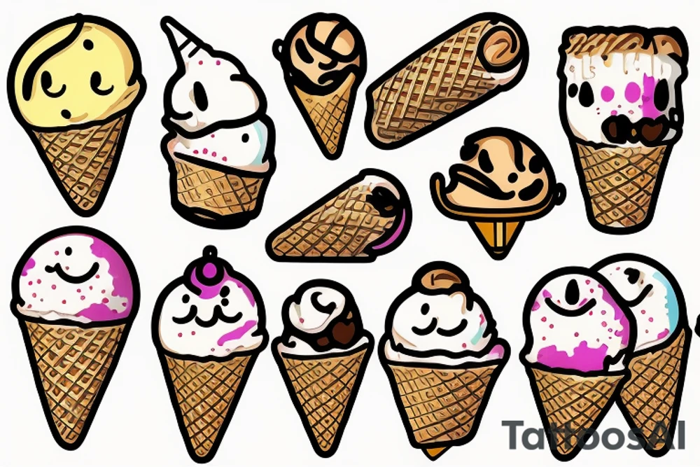 Laughing face ice cream tattoo idea