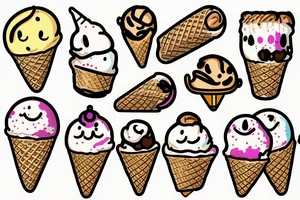 Laughing face ice cream tattoo idea