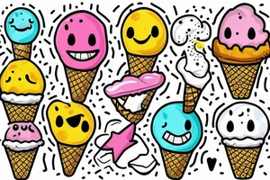 Laughing face ice cream tattoo idea
