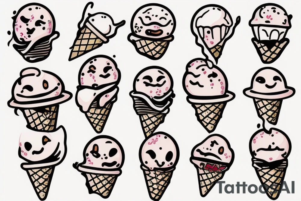 Screaming face ice cream tattoo idea