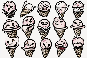 Screaming face ice cream tattoo idea