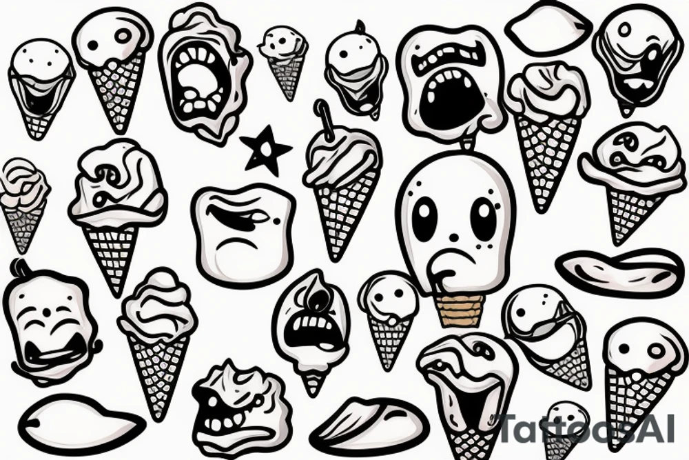 Screaming face ice cream tattoo idea