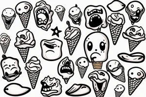 Screaming face ice cream tattoo idea