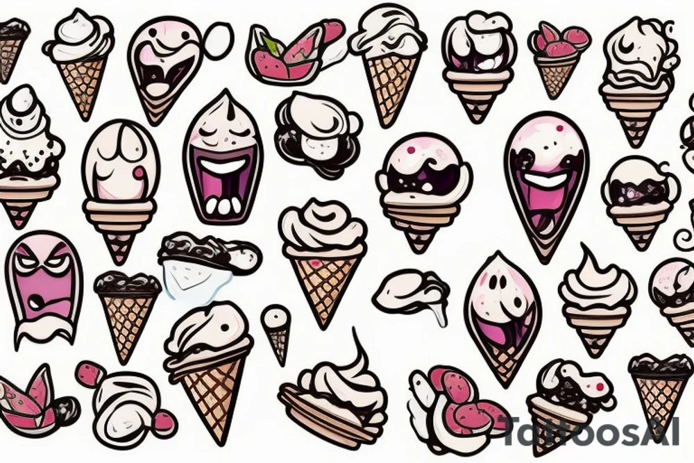 Screaming face ice cream tattoo idea