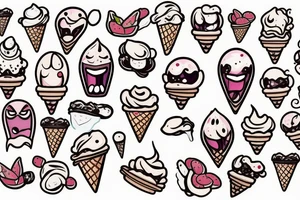 Screaming face ice cream tattoo idea