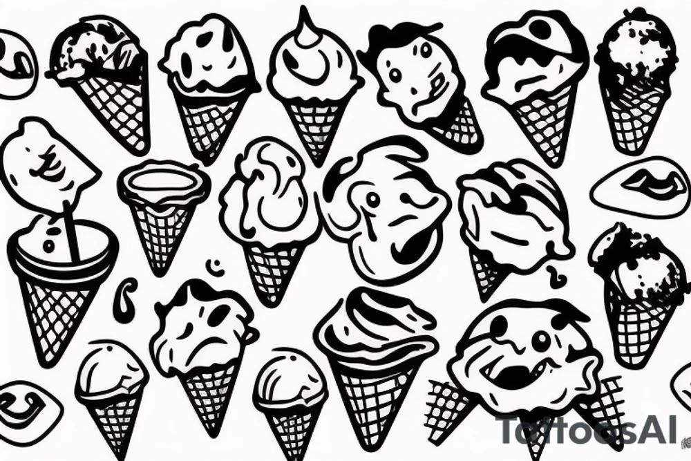 Screaming face ice cream tattoo idea
