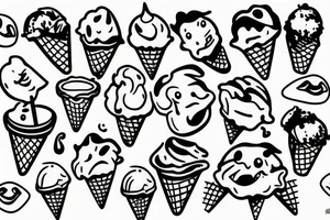 Screaming face ice cream tattoo idea