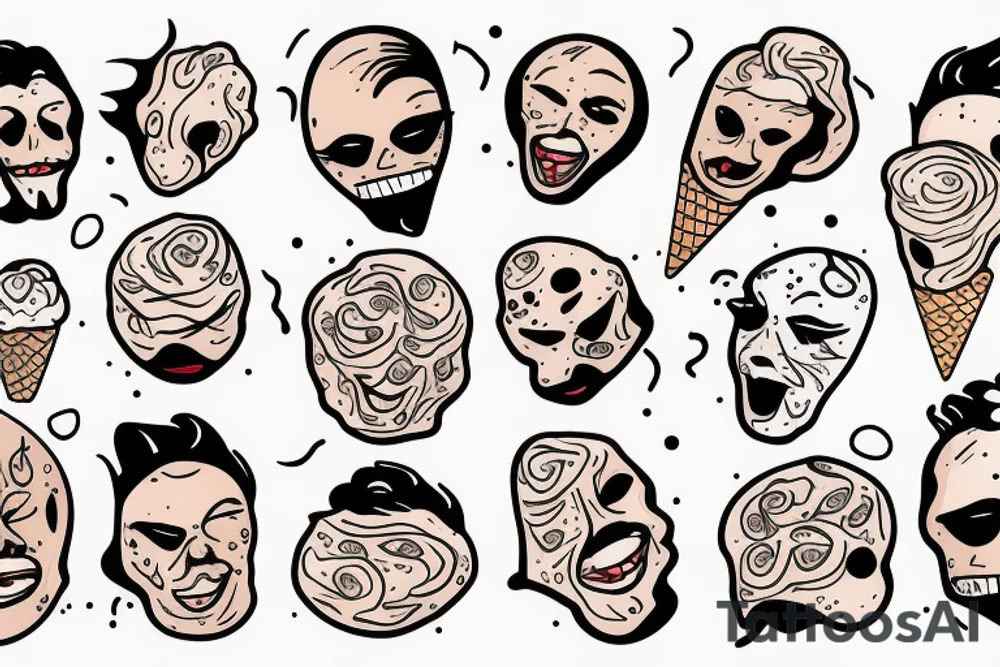 Melting face ice cream tattoo idea