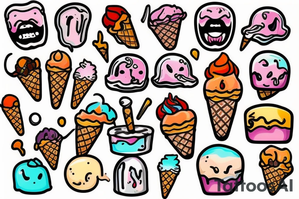 Melting face ice cream tattoo idea