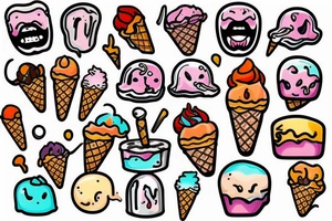 Melting face ice cream tattoo idea