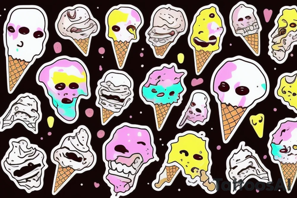 Melting face ice cream tattoo idea