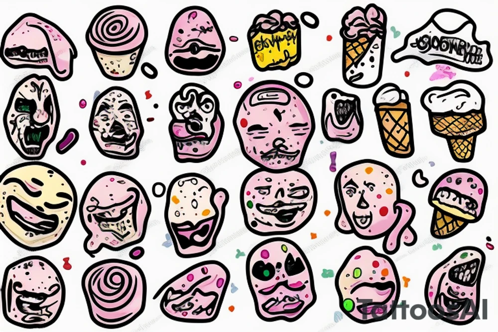 Melting face ice cream tattoo idea