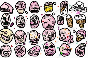 Melting face ice cream tattoo idea