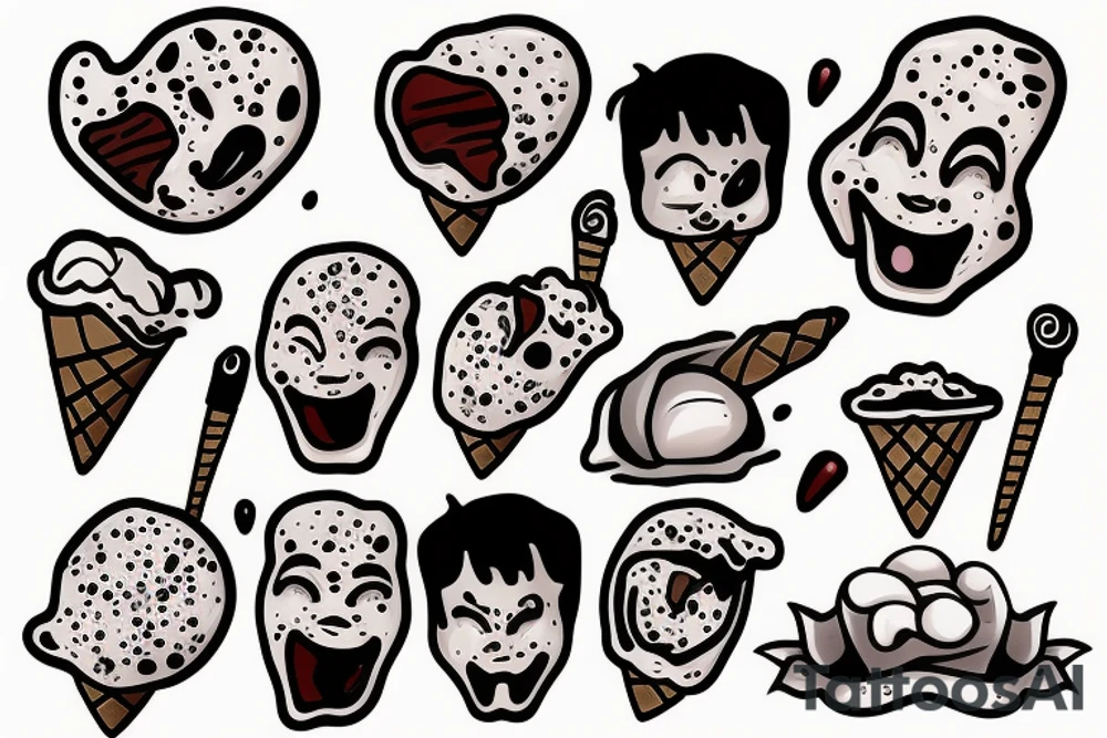 Melting face ice cream tattoo idea