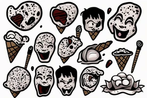 Melting face ice cream tattoo idea