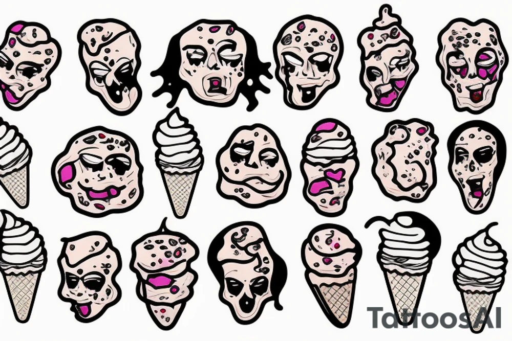 Melting face ice cream tattoo idea