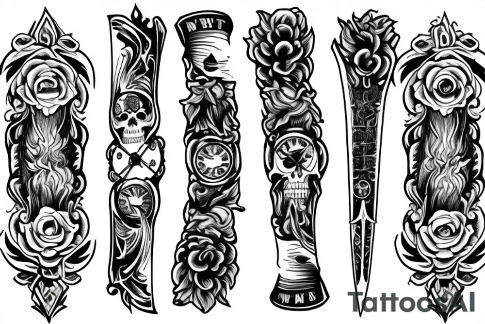 death personified would pierce time with a flaming dagger tattoo idea