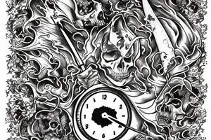 death personified would pierce time with a flaming dagger tattoo idea