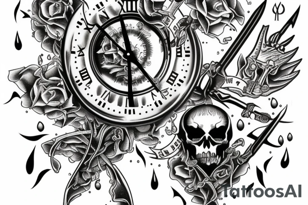 death personified would pierce time with a flaming dagger tattoo idea