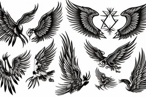 Phoenix taking flight, wings unfolded tattoo idea