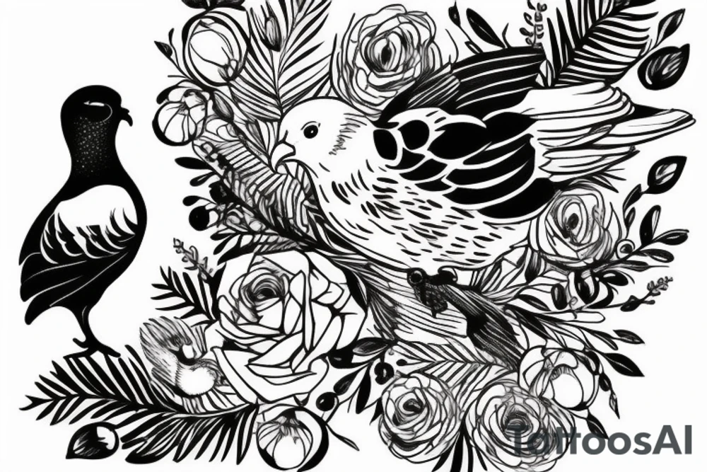 lettre M avec une colombe tattoo idea